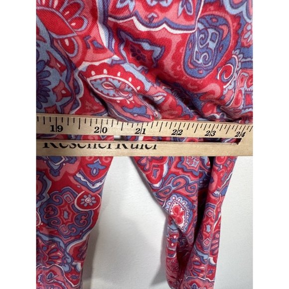 Talbots Large Womens Tunic Top Pink Colorful 3/4 Sleeve Cotton Modal Split VNeck - Picture 5 of 9